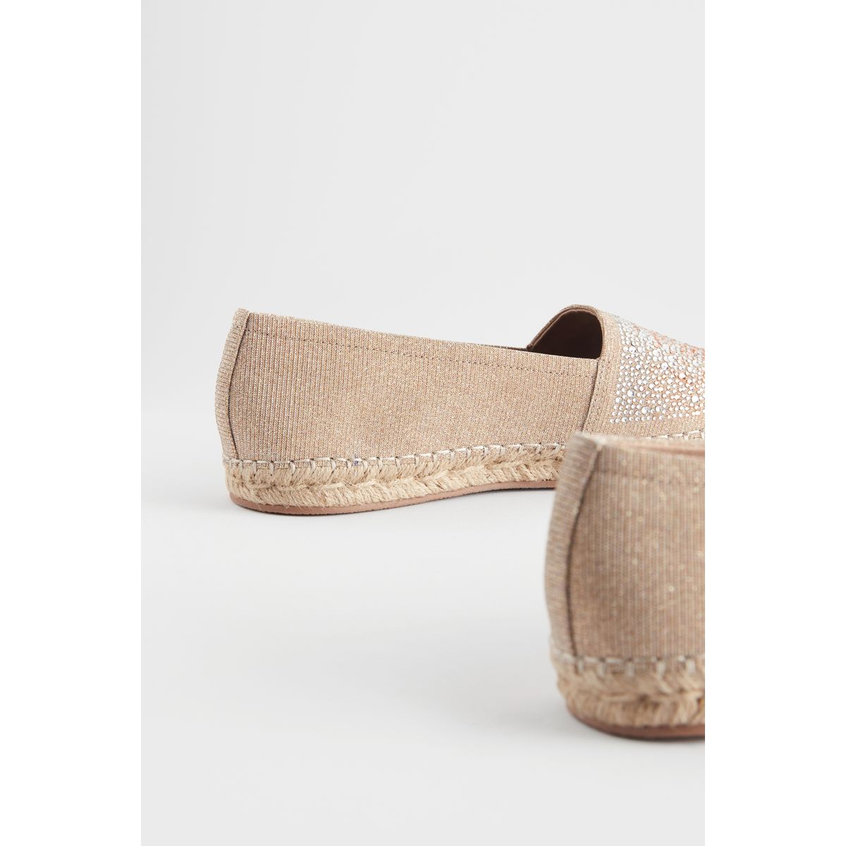 Espadrilles plates coupe classique or rose, NEXT