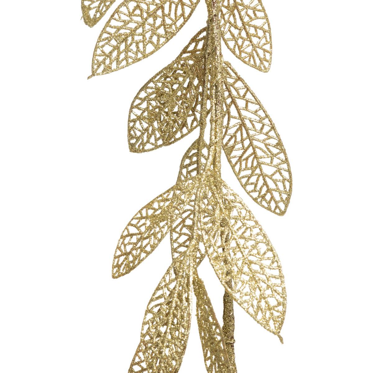 Guirlande feuilles 1,80m plastique transparent et or doré, ATMOSPHERA