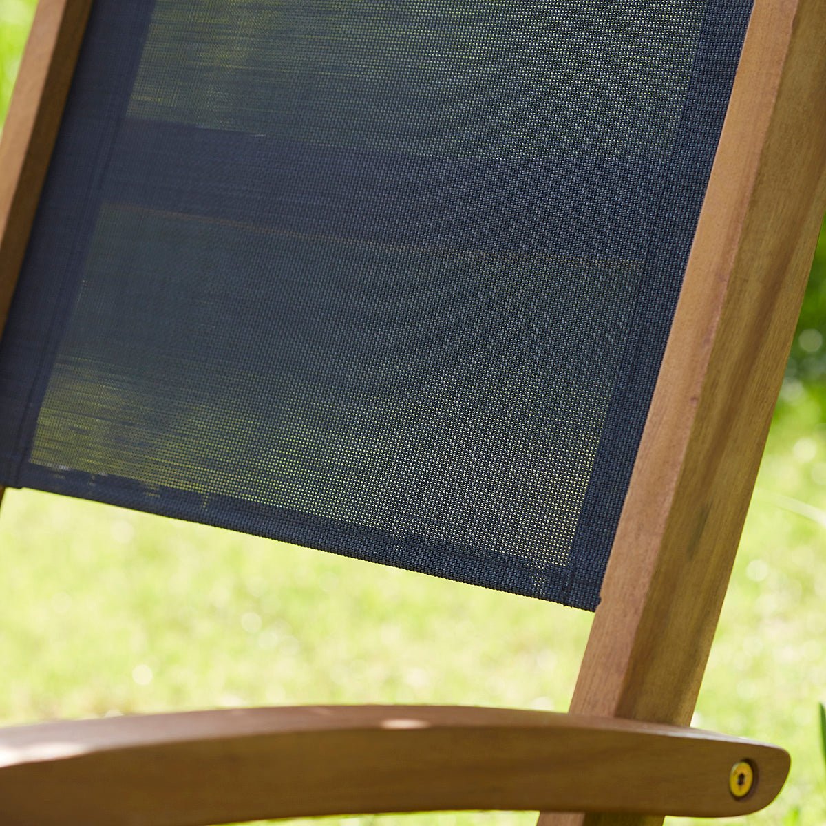 Lot de 2 fauteuils de jardin en acacia et textilène pliant  HANOÏ noir, BERAH GETAH