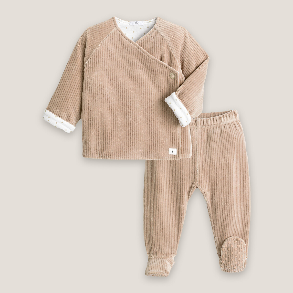 Ensemble 2 pièces en velours beige foncé, LA REDOUTE COLLECTIONS