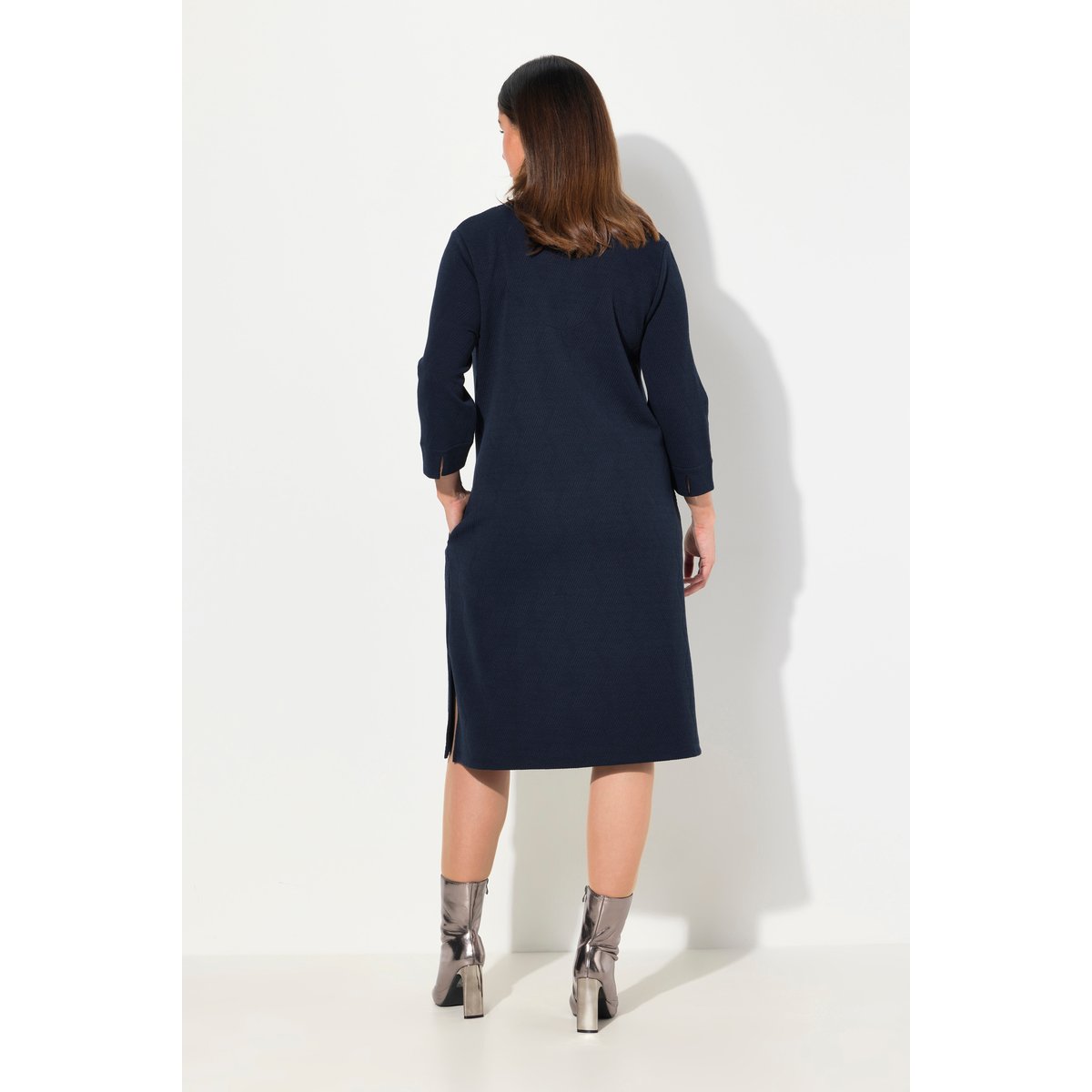 Robe en molleton, coupe évasée marine, ULLA POPKEN
