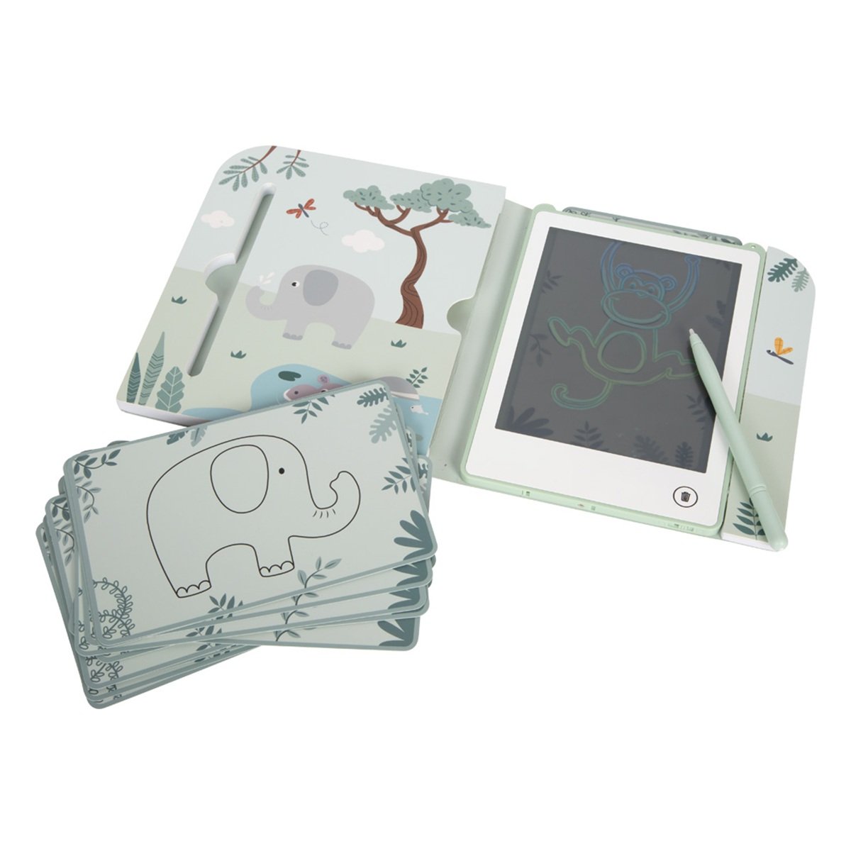 Livre de coloriage LCD motifs Safari vert, SMALL FOOT COMPANY