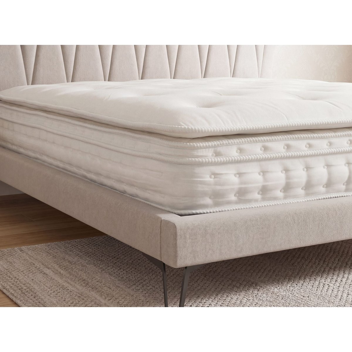 Matelas hybride en latex naturel avec mini ressorts et ressorts ensachés 7 zones blanc, ANGEL CERDA