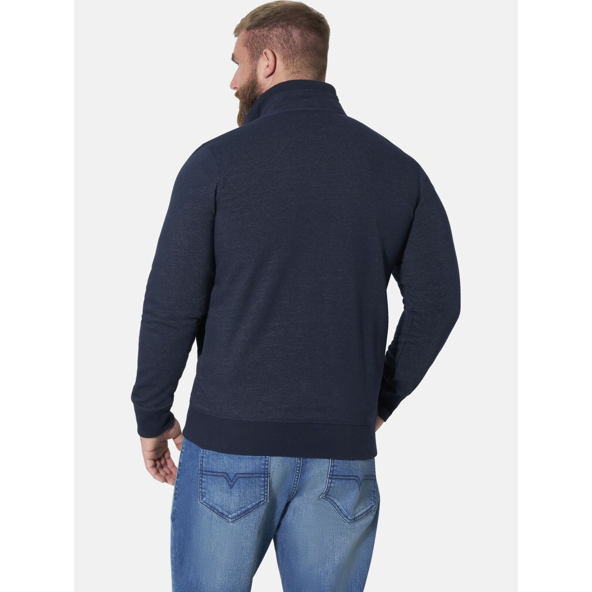 Veste en molleton YORIN bleu foncé mélange, JAN VANDERSTORM