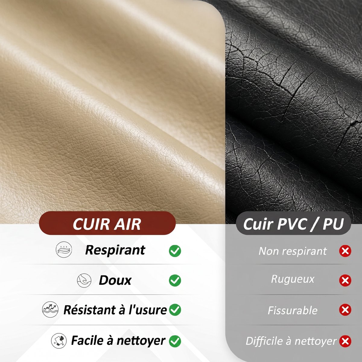 Fauteuil inclinable Revêtement synthétique crème, HOMCOM