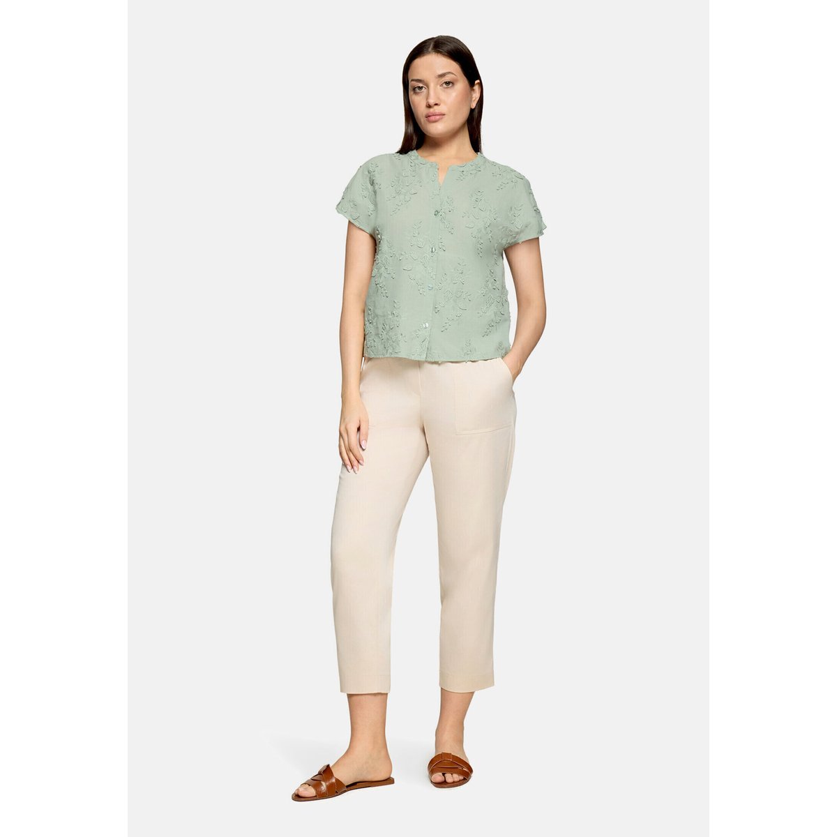 Pantalon casual à taille élastique gris, BETTY & CO