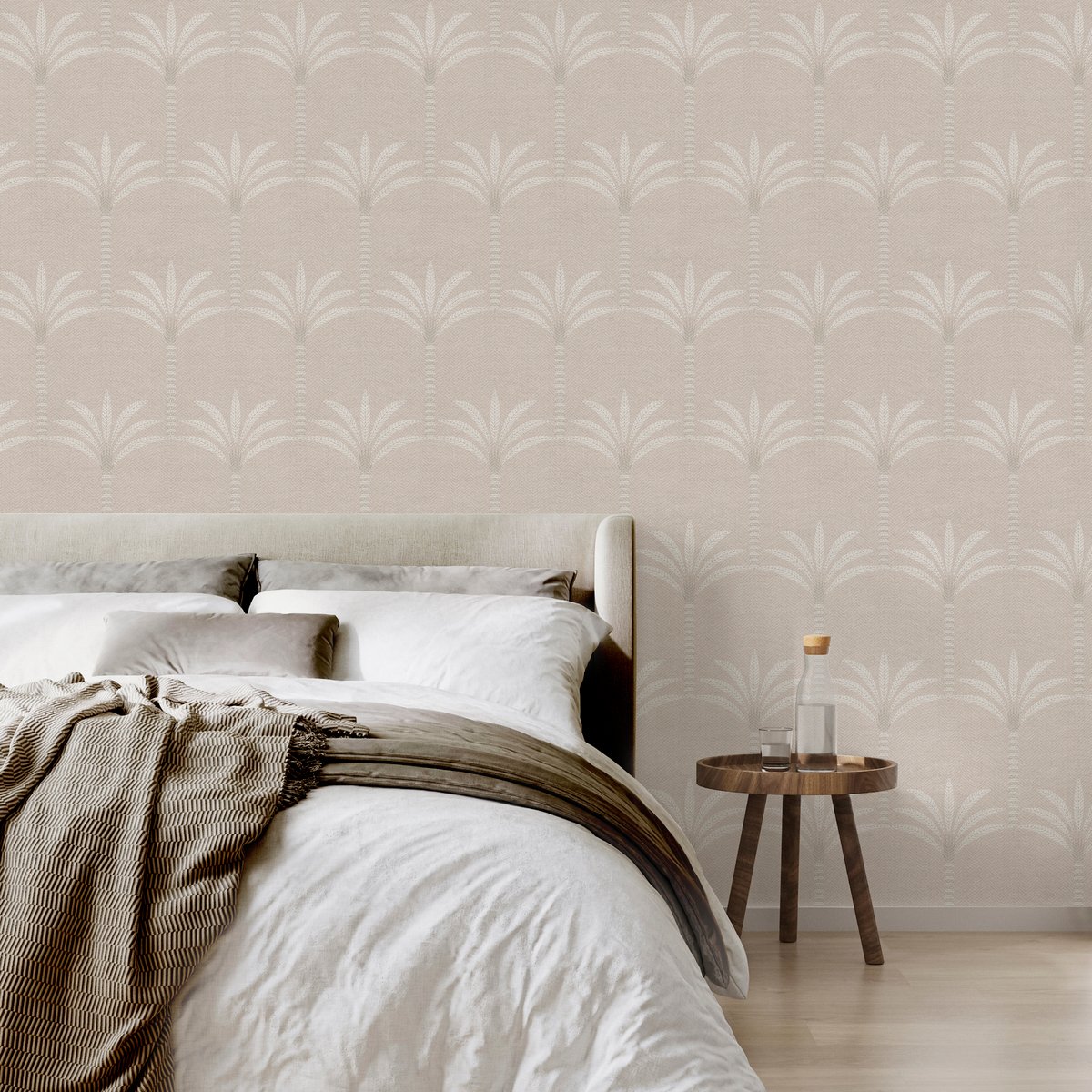 Papier peint clair petits palmiers beige, SUPERFRESCO EASY