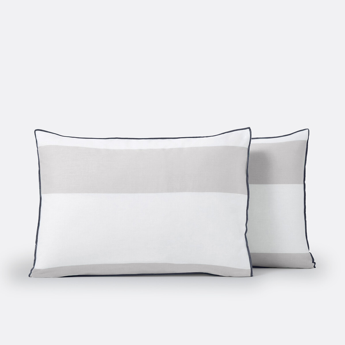 Taie d’oreiller coton, Yacht gris/blanc, LA REDOUTE INTERIEURS