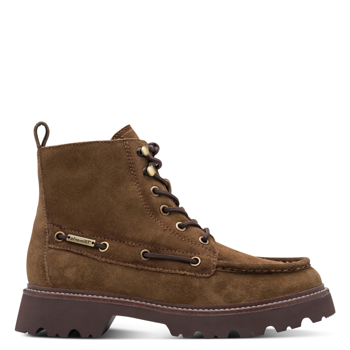 Bottine en cuir marron camel, TAMARIS