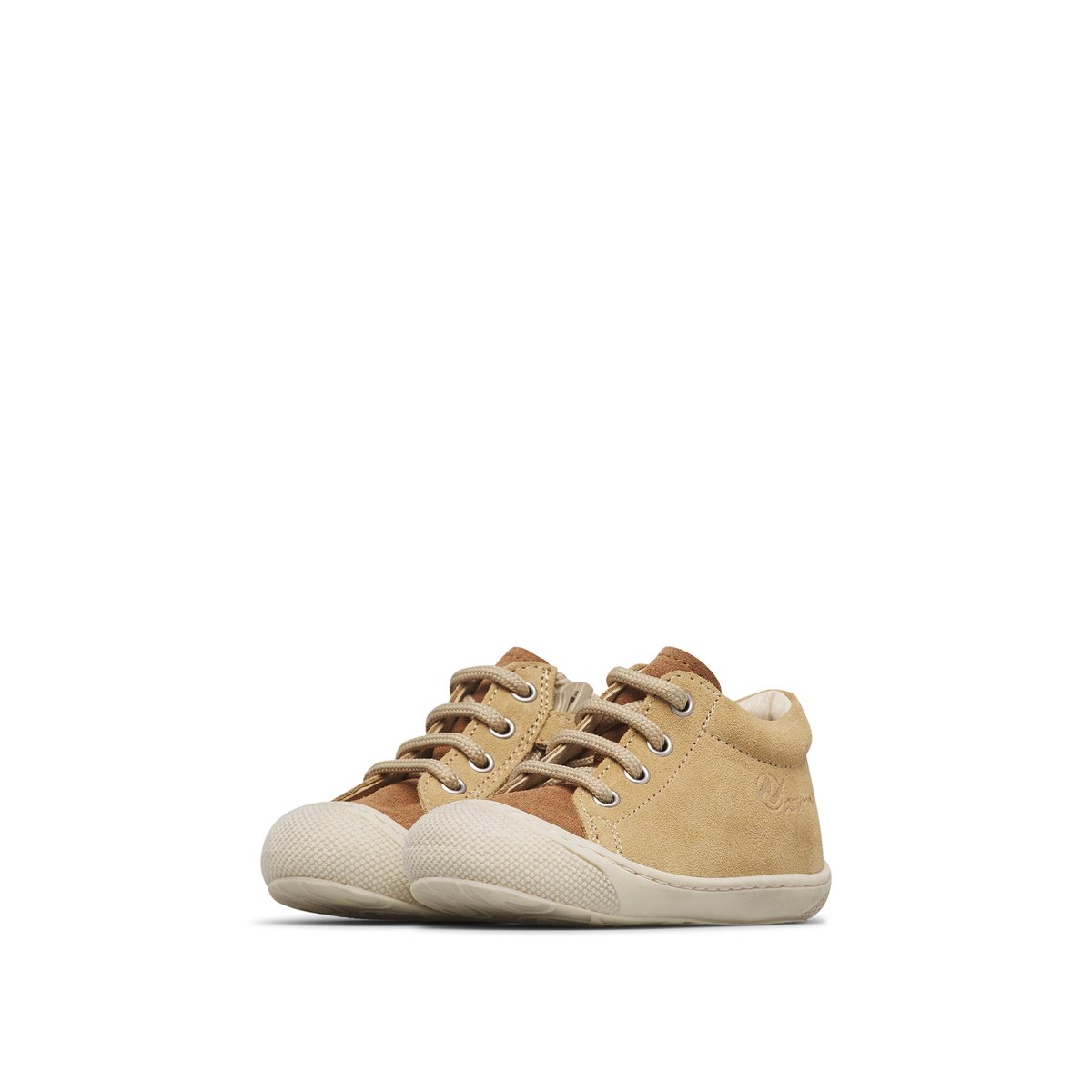 Chaussures premiers pas en cuir avec fermeture éclair COCOON ZIP sable-marron, NATURINO