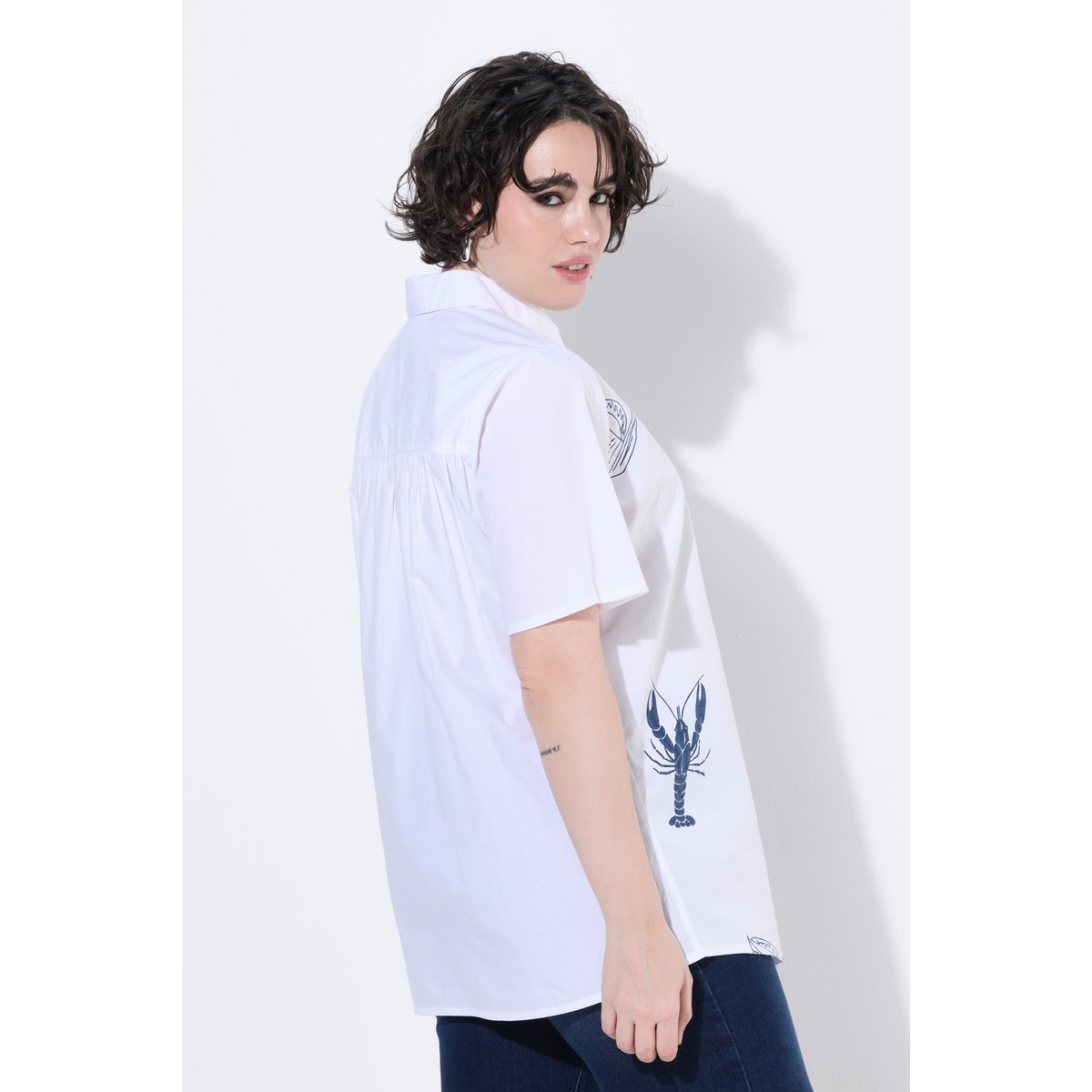 Chemisier, motifs marins, coupe en A blanc neige, ULLA POPKEN