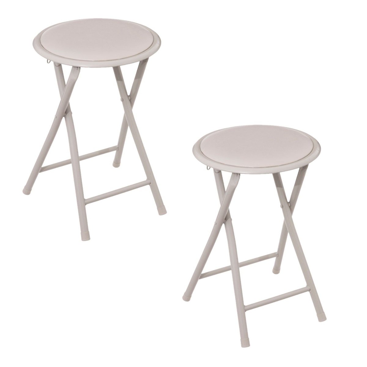 Lot de 2 tabourets d'appoint pliants en PVC beige, TOILINUX