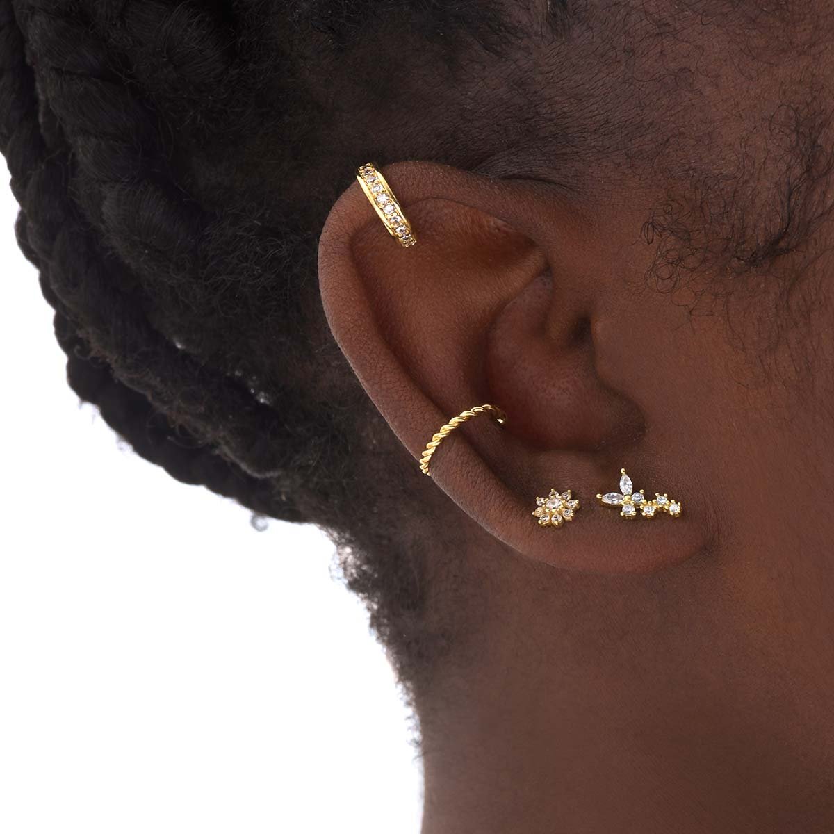 Bague d'oreille dorée - palma oxyde de zirconium blanc, CAROLINE NAJMAN