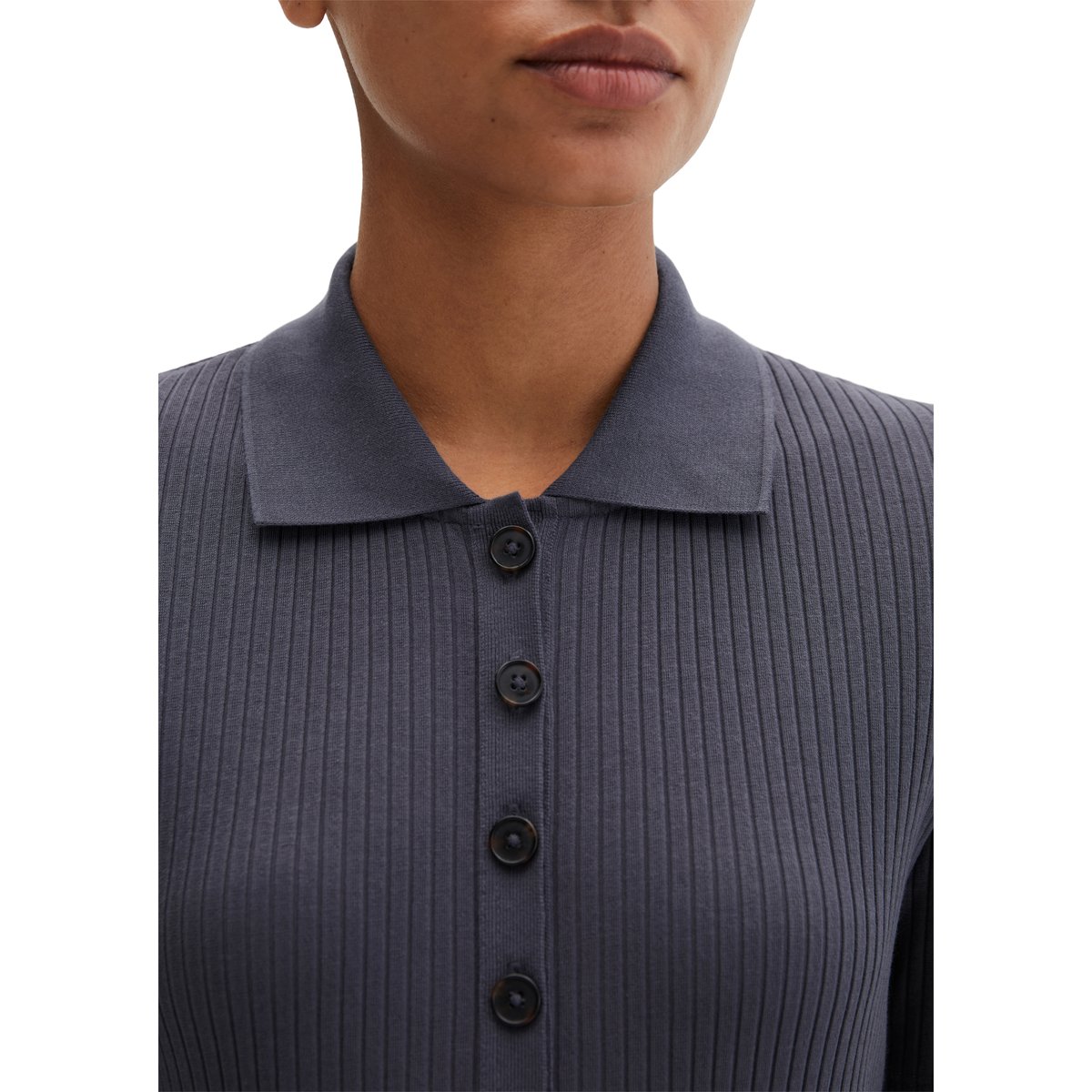 Polo à côtes slim avec TENCEL™ Modal gris foncé, MARC O'POLO