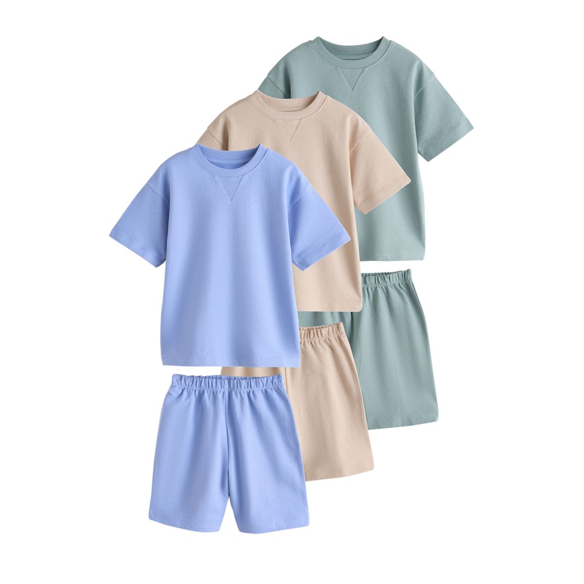 Pyjama short, lot de 3 bleu/vert, NEXT