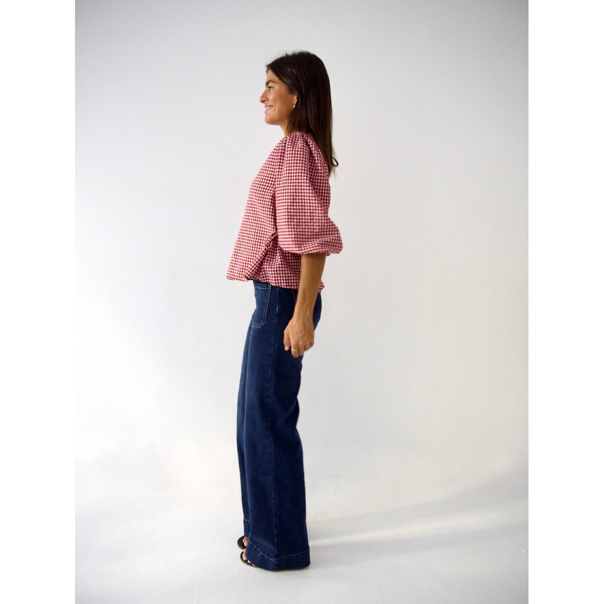 Blouse vichy manches bouffantes MIRELA bordeaux / blanc, MINDTRAVELER
