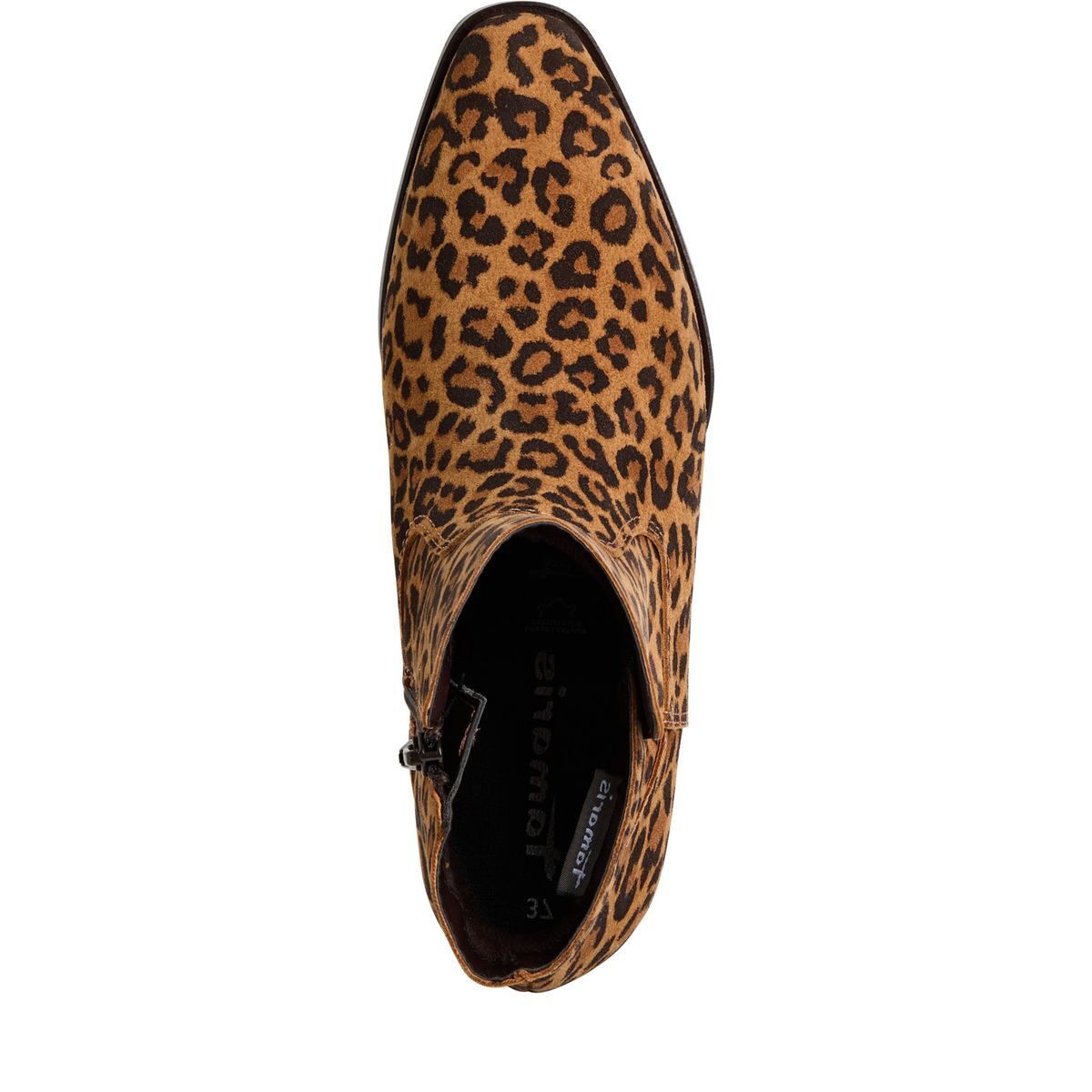 Bottine en cuir marron camel moutarde, TAMARIS