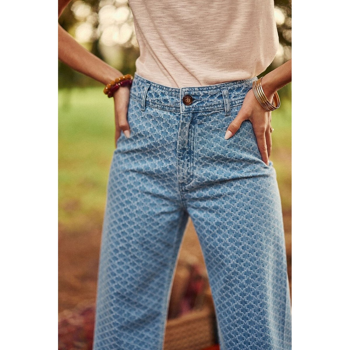 Paphos Printed Straight Jeans with Wide Leg stonewashed, LA PETITE ETOILE