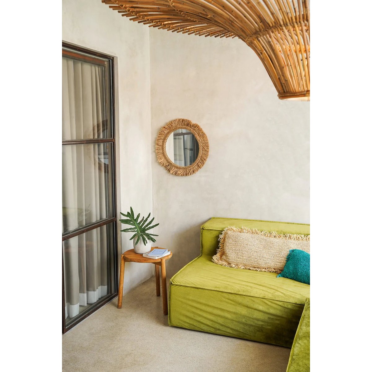 Miroir en raphia TAHITI beige, BAZAR BIZAR
