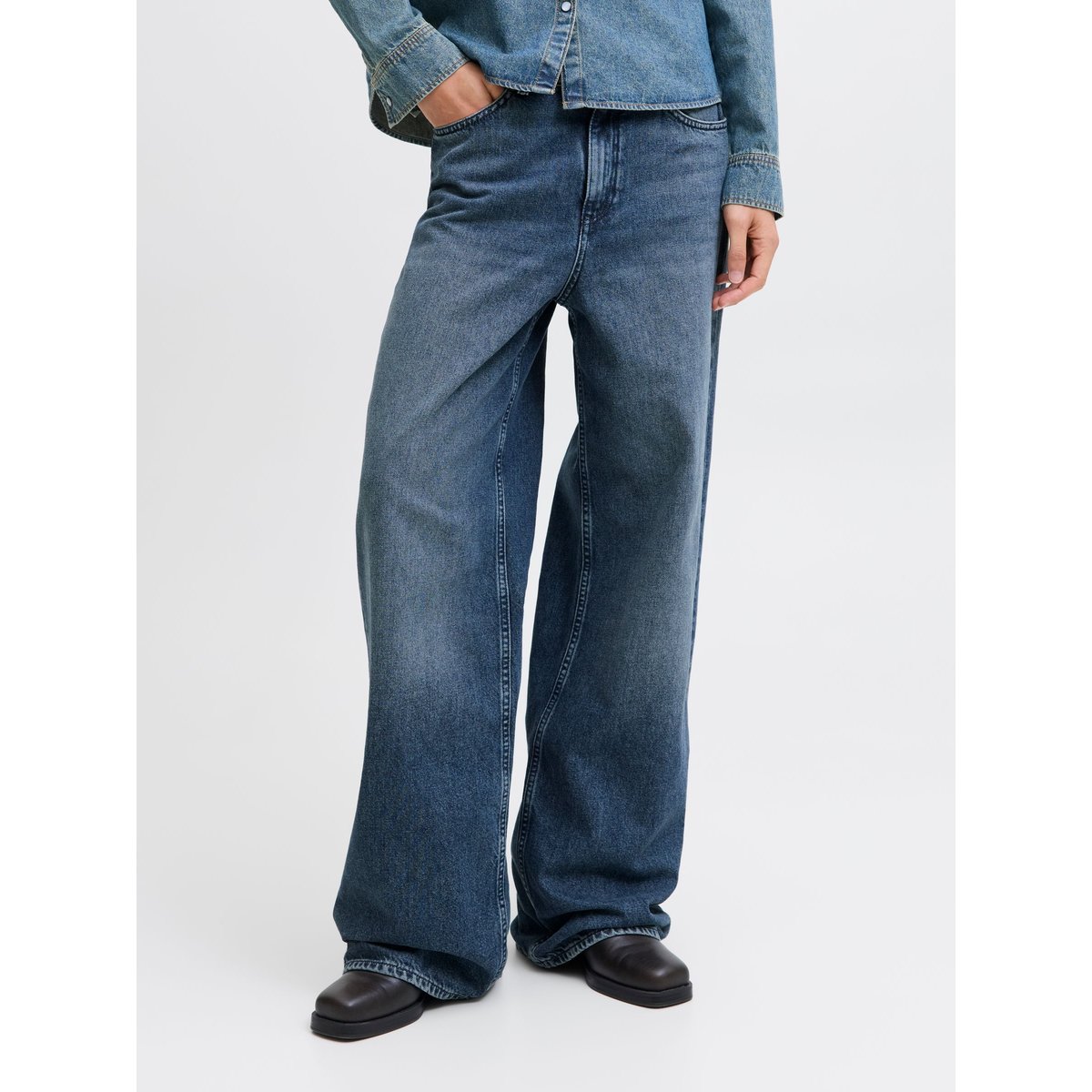 Jean À Coupe Large dark blue denim 1, JJXX