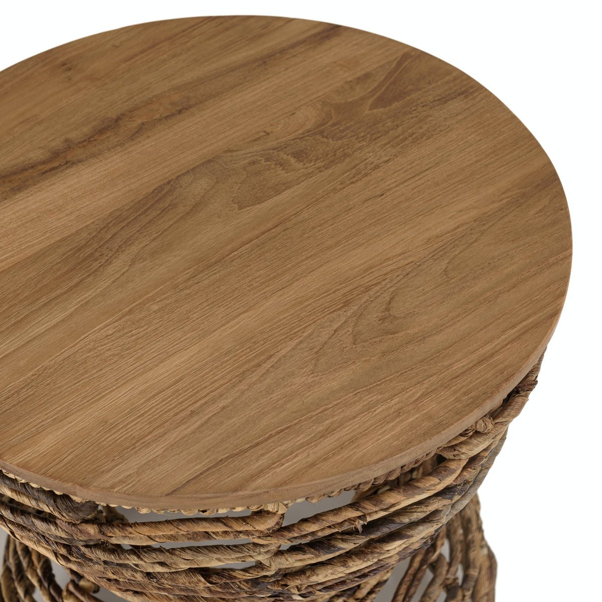 Bout de canapé rond forme sablier bois et cannage tressé SWING bois naturel, PIER IMPORT