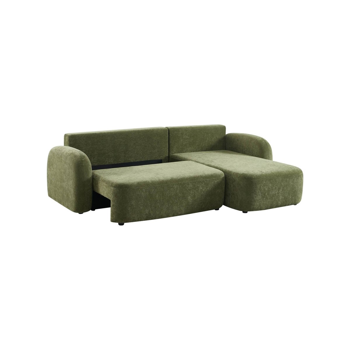Canapé d'angle réversible convertible 3 places tissu avec coffre NOUMA vert, SWEEEK