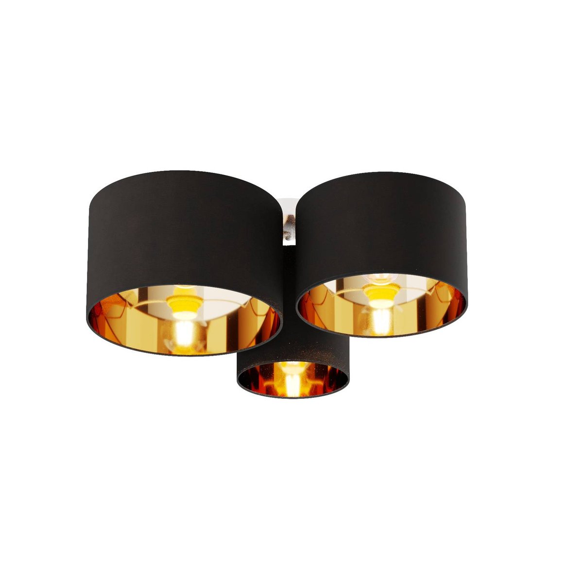 Plafonnier en textile moderne, Laurenz noir, doré, LINDBY