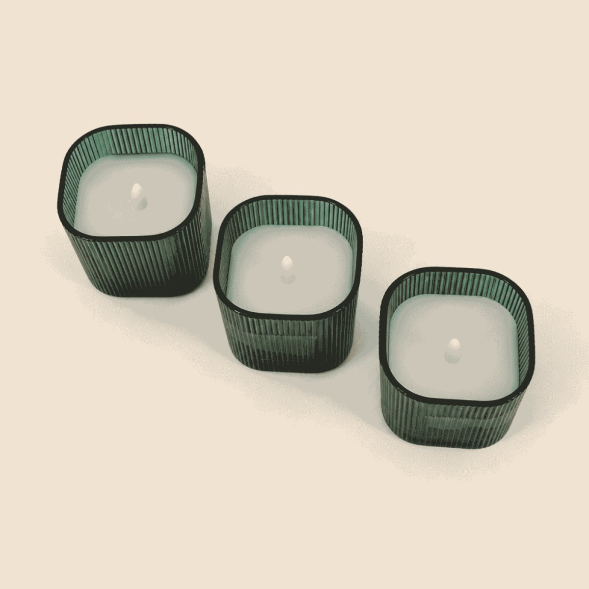 Coffret de 3 bougies LED en verre vert vert, ORNAMI