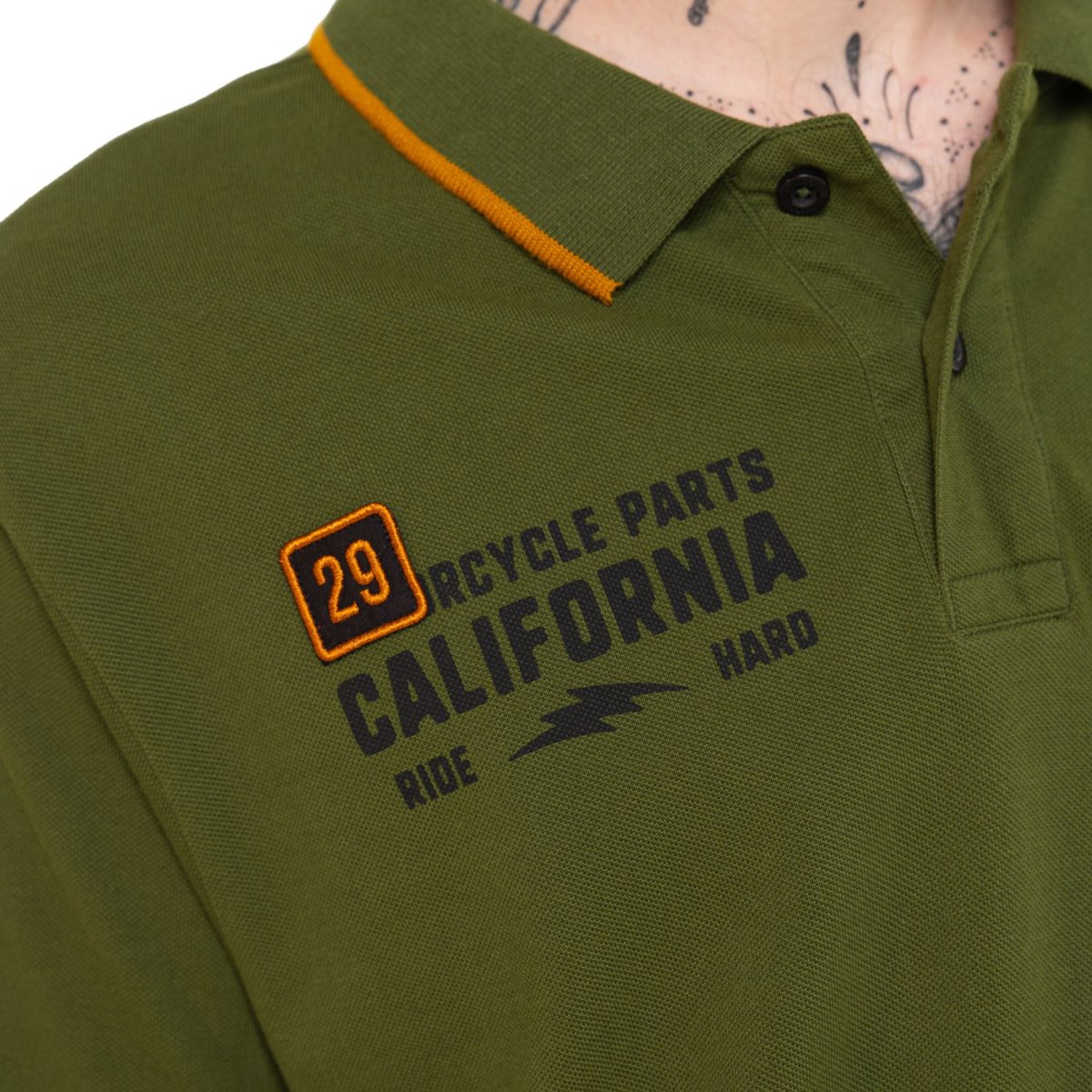 Polo coton piqué MARCO vert/noir/orange, VON DUTCH