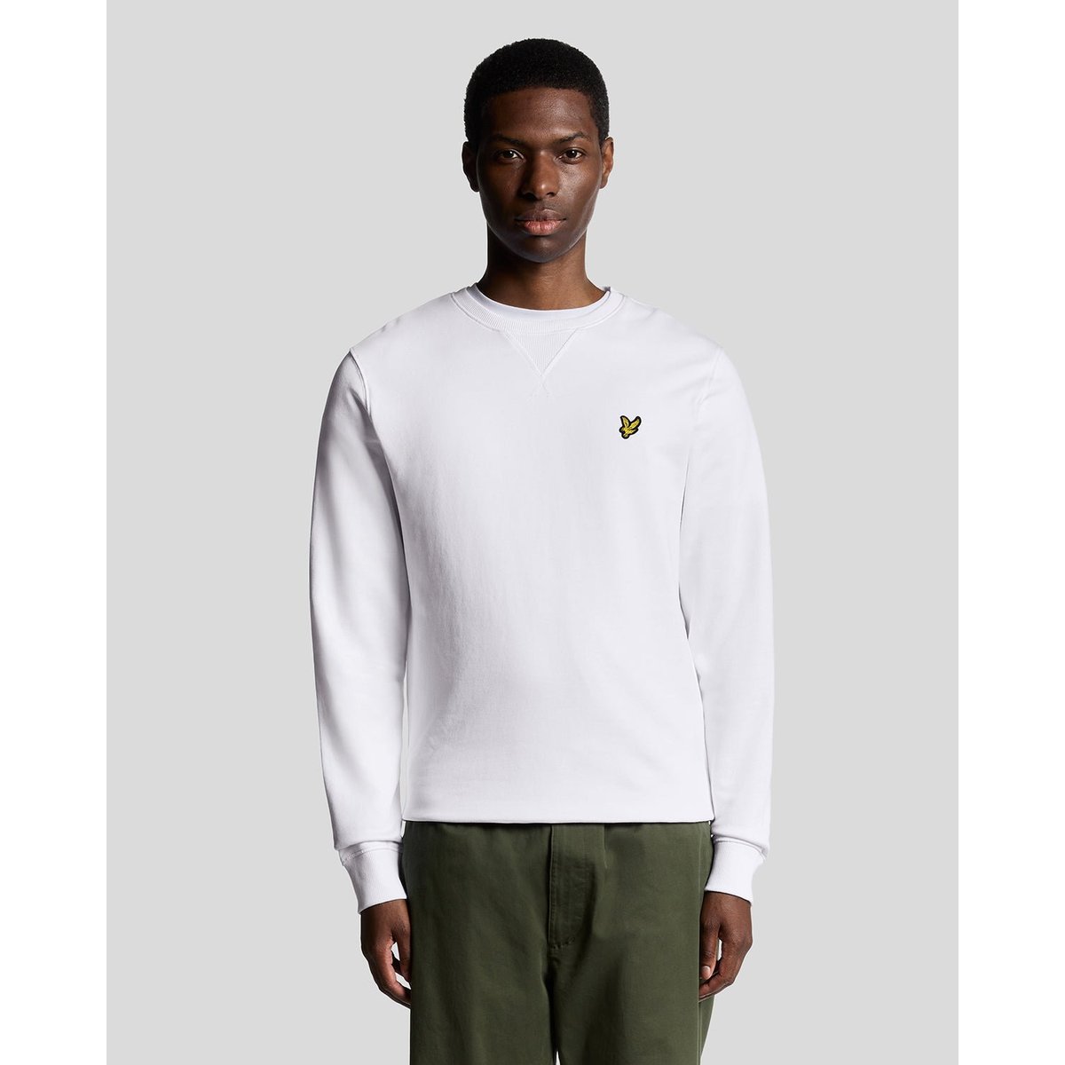 Sweat-shirt col rond en coton blanc, LYLE & SCOTT