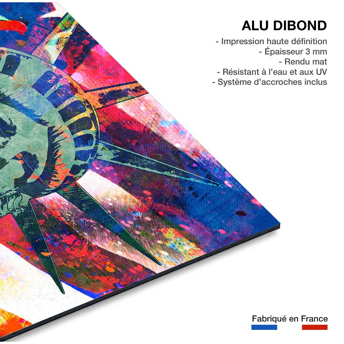 Tableau Affiche illustration graffiti statut de la liberté tableau alu dibond, HEXOA