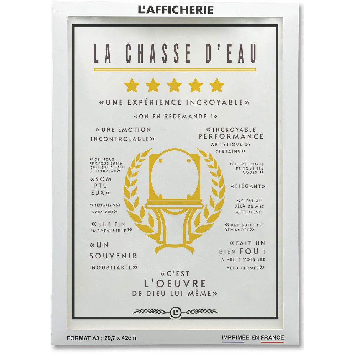 Affiche Toilettes : 'La Chasse d'Eau' blanc, L'AFFICHERIE