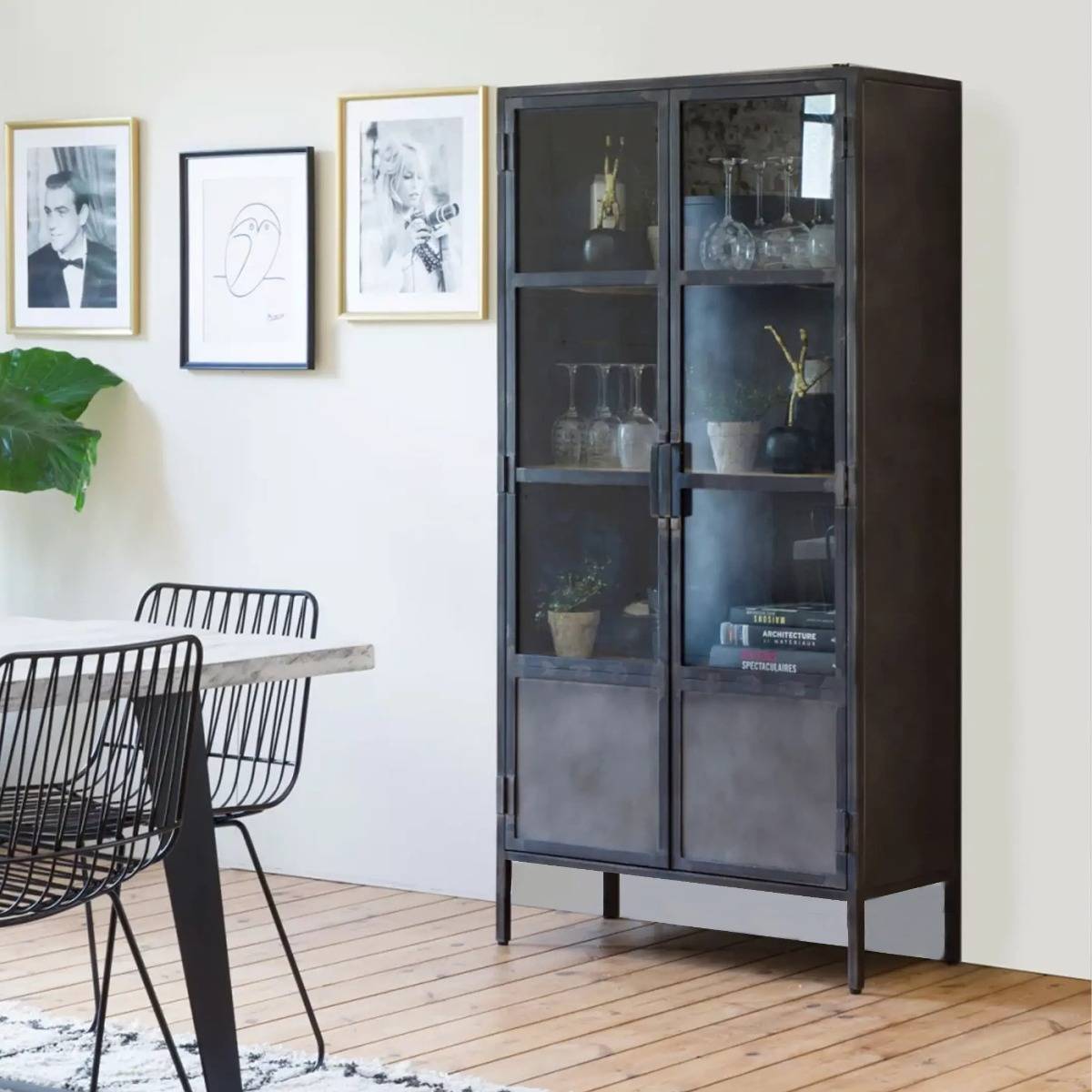 Vitrine haute en métal  LOCKER noir, MADE IN MEUBLES 