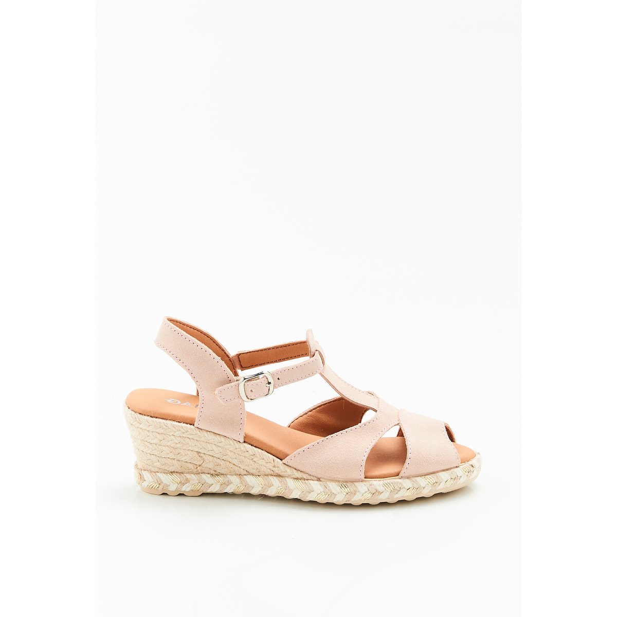 Sandales compensées tressées beige rosé, DAMART