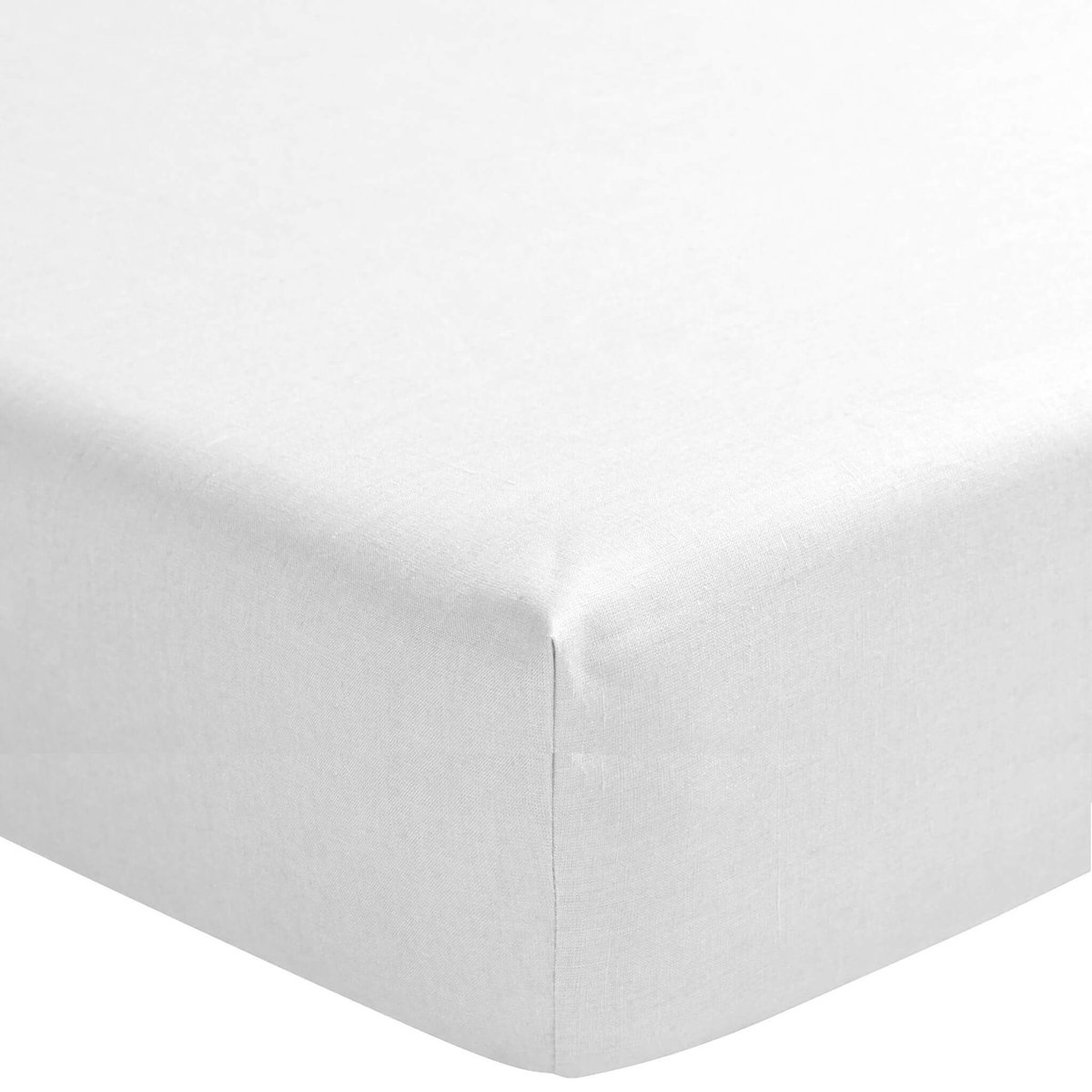 Drap housse lin bonnet 40 made in France blanc, TERRE DE NUIT
