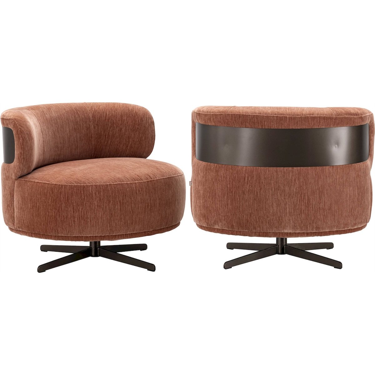 Fauteuil lounge pivotant texturé moka mousse, RECOLLECTION