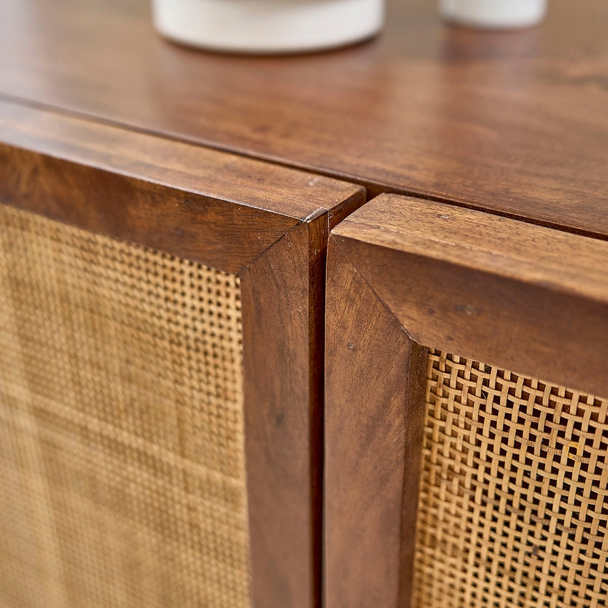 Buffet en manguier et cannage 68 cm 2 portes RAPHAEL marron, BERAH GETAH