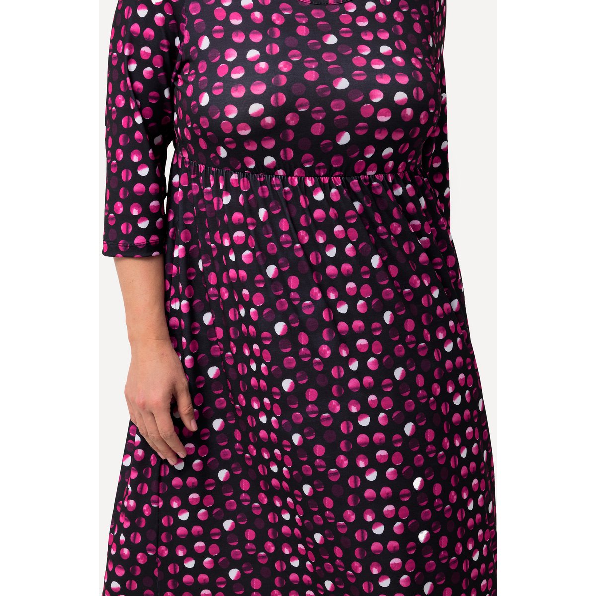 Robe en jersey, pois, silhouette en A noir, ULLA POPKEN