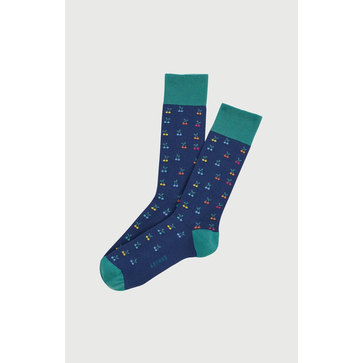 Chaussettes en coton imprimé Cerise Marine marine, ARTHUR