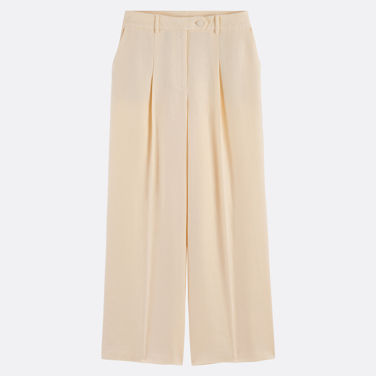 Pantalon large à pinces en lin jaune pastel, LA REDOUTE COLLECTIONS