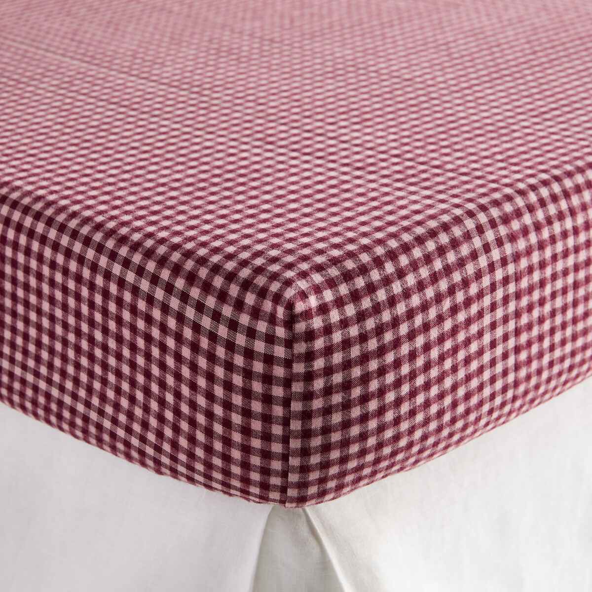 Sábana bajera para cama infantil, en franela de algodón, altura de 25 cm, a cuadros, VICHY FLANELLE cuadros burdeos, LA REDOUTE INTERIEURS