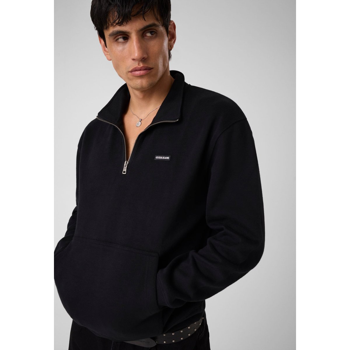 Sweat-Shirt À Demi-Zip noir, GUESS JEANS
