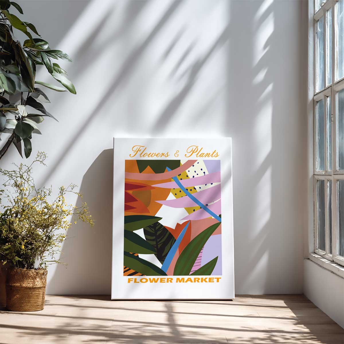 Tableau Flower Market fleurs abstraites colorées toile imprimée, HEXOA