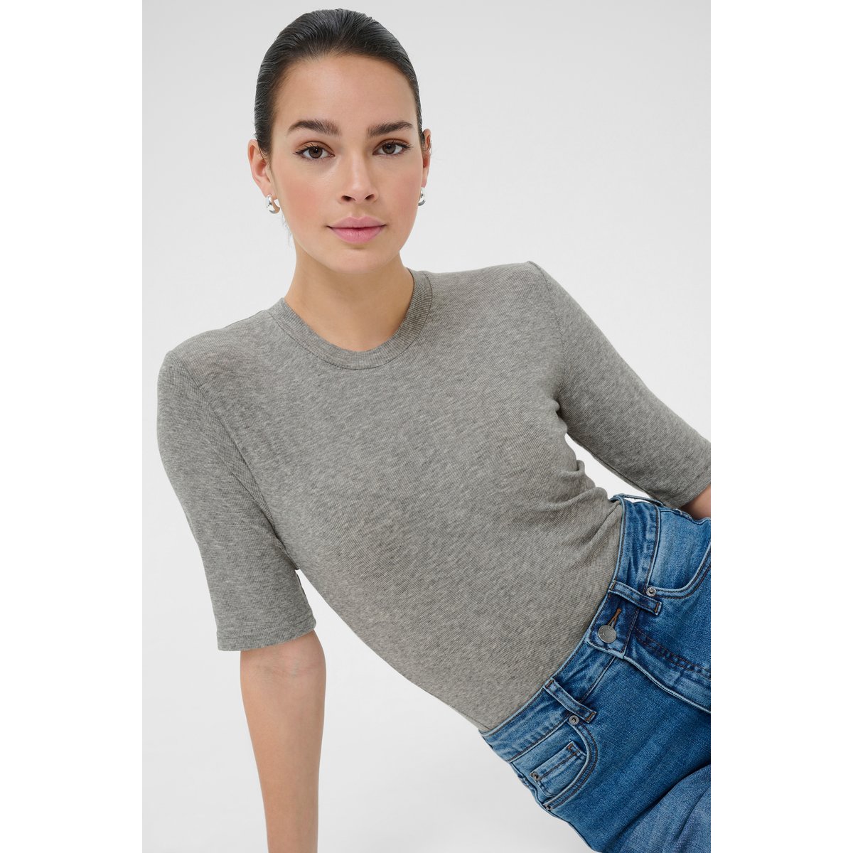 T-shirt à manches longues gris grey melange, KAFFE