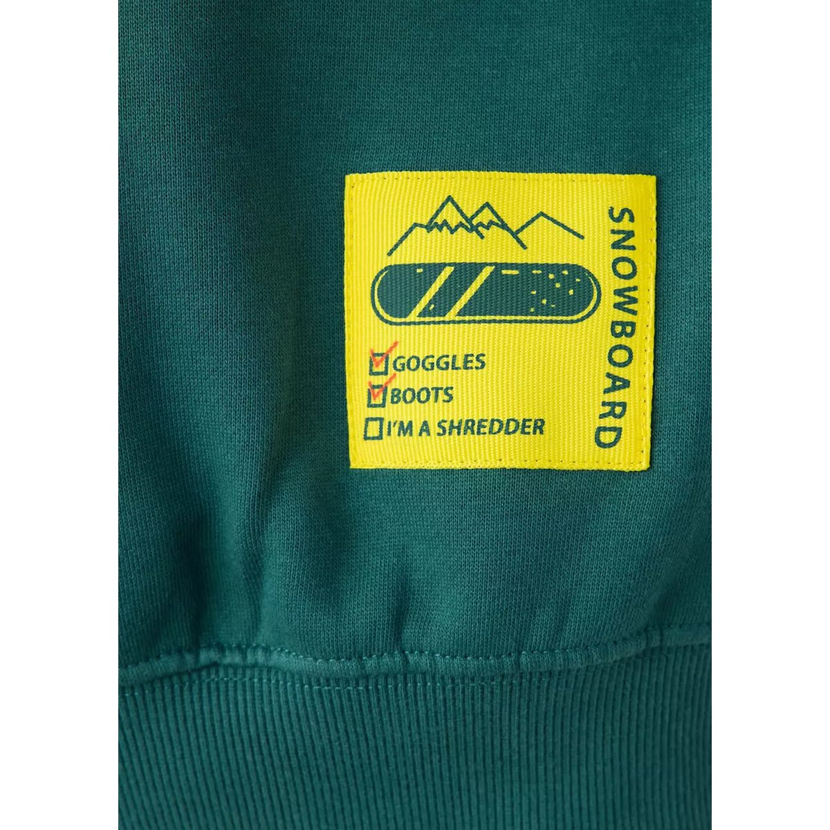 Sweat à capuche en coton inscription imprimée vert billard, MANGO KIDS