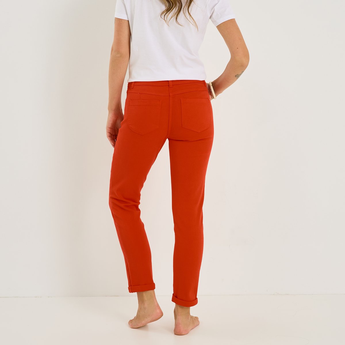 Jean slim raccourci TOKYO R01 orange rouge, GRAIN DE MALICE