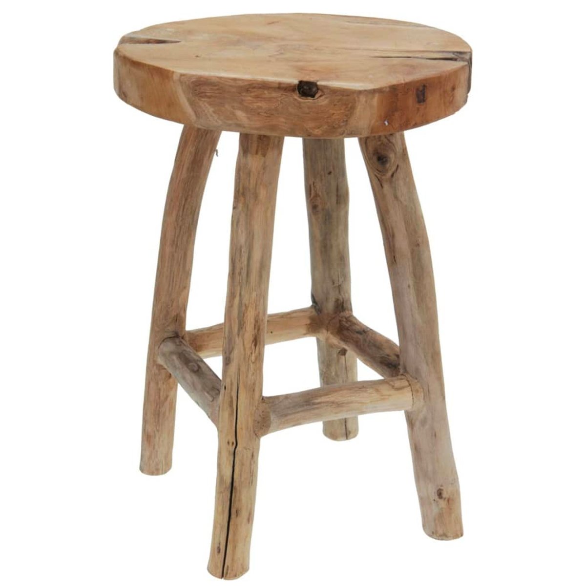 Tabouret rustique rond en teck 30x30x42cm bois, WADIGA