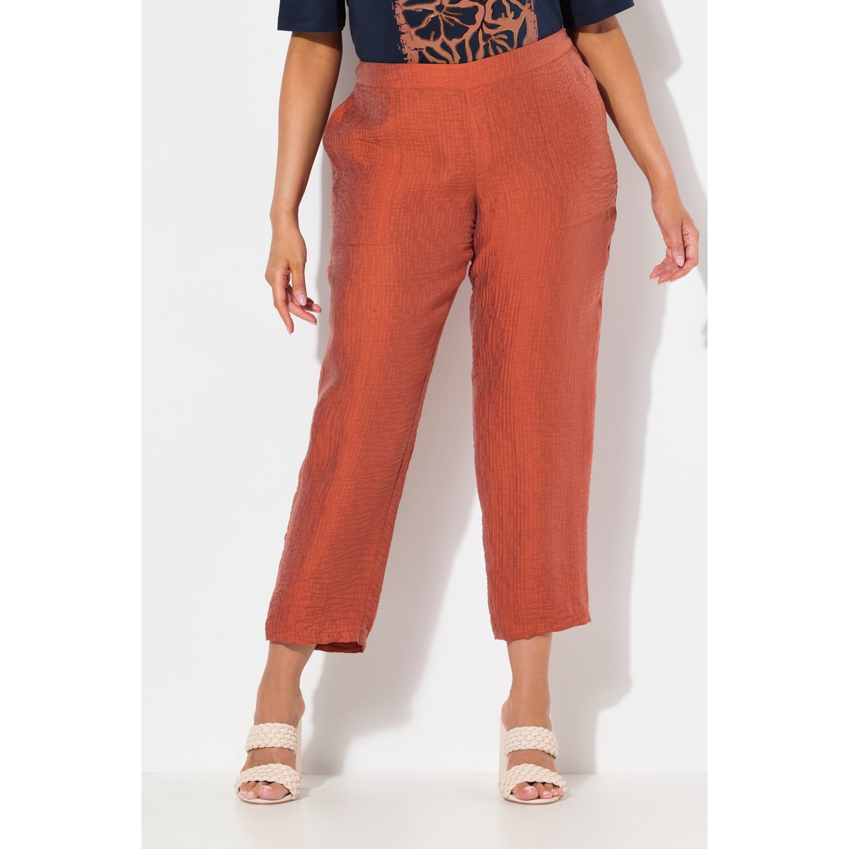 Pantalon Rena en lyocell texturé. Taille ambré, ULLA POPKEN