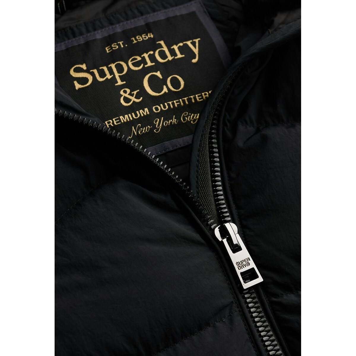 Doudoune Fuji à Capuche imitation fourrure noir, SUPERDRY