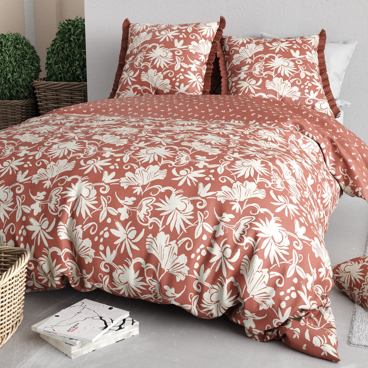Parure housse de couette en coton imprimée, Noria blanc, C DESIGN HOME TEXTILE